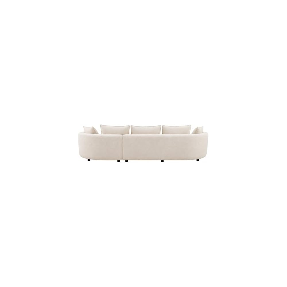 124.8" Modern Curved Sectional Sofa with Chaise, Upholstery Boucle Sofa with Pillows,Sectional Couch for Living Room - (Beige,Right Hand Facing)