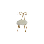 Cortesi Home Tilly Accent Chair with Bow Detail, White Faux Fur