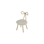 Cortesi Home Tilly Accent Chair with Bow Detail, White Faux Fur