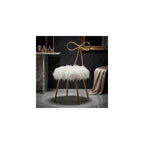 Cortesi Home Tilly Accent Chair with Bow Detail, White Faux Fur
