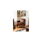 Vintage Leather Accent Armchair Classic Western Style Single Sofa Chair Upholstered Lounge Chair with Nailhead Trim for Living Room Bedroom Office