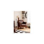 Vintage Leather Accent Armchair Classic Western Style Single Sofa Chair Upholstered Lounge Chair with Nailhead Trim for Living Room Bedroom Office
