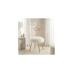 Cortesi Home Tilly Accent Chair with Bow Detail, White Faux Fur