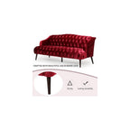 Modern Velvet Loveseat Sofa Bed, Mid Century Tufted Upholstered Love Seat Sleeper Couch , 73" 3-Seater Living Room Sofas Couch with 5 Solid Birch Legs for Guest Room, Office Apartment (Wine Red)