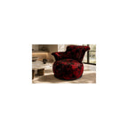 Red Black Velvet Accent Chair with Sculptural Curved Back and Round Seat