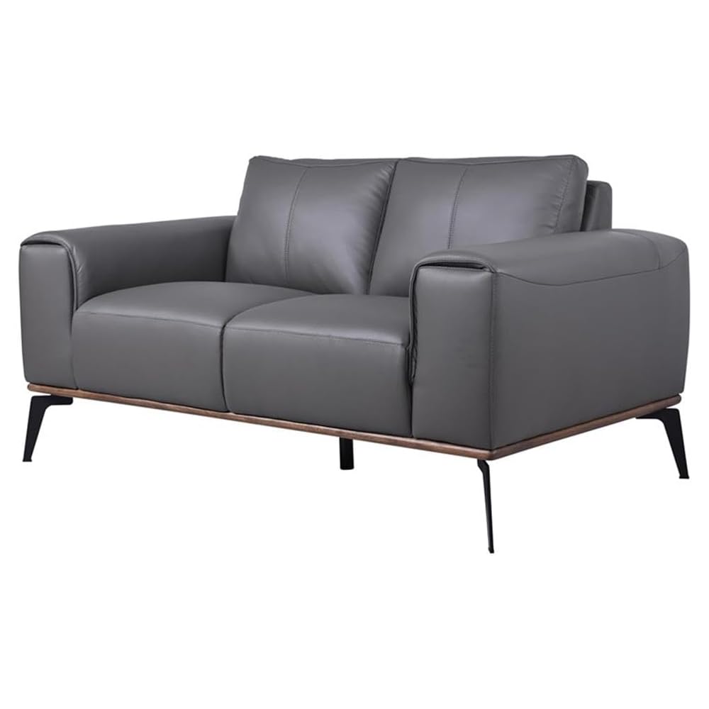 Porter Designs Pietro Top Grain Leather Loveseat - Gray