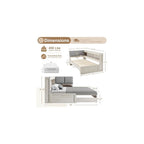 Twin Daybed with Wood Trundle and Storage Bookcase Headboard, White