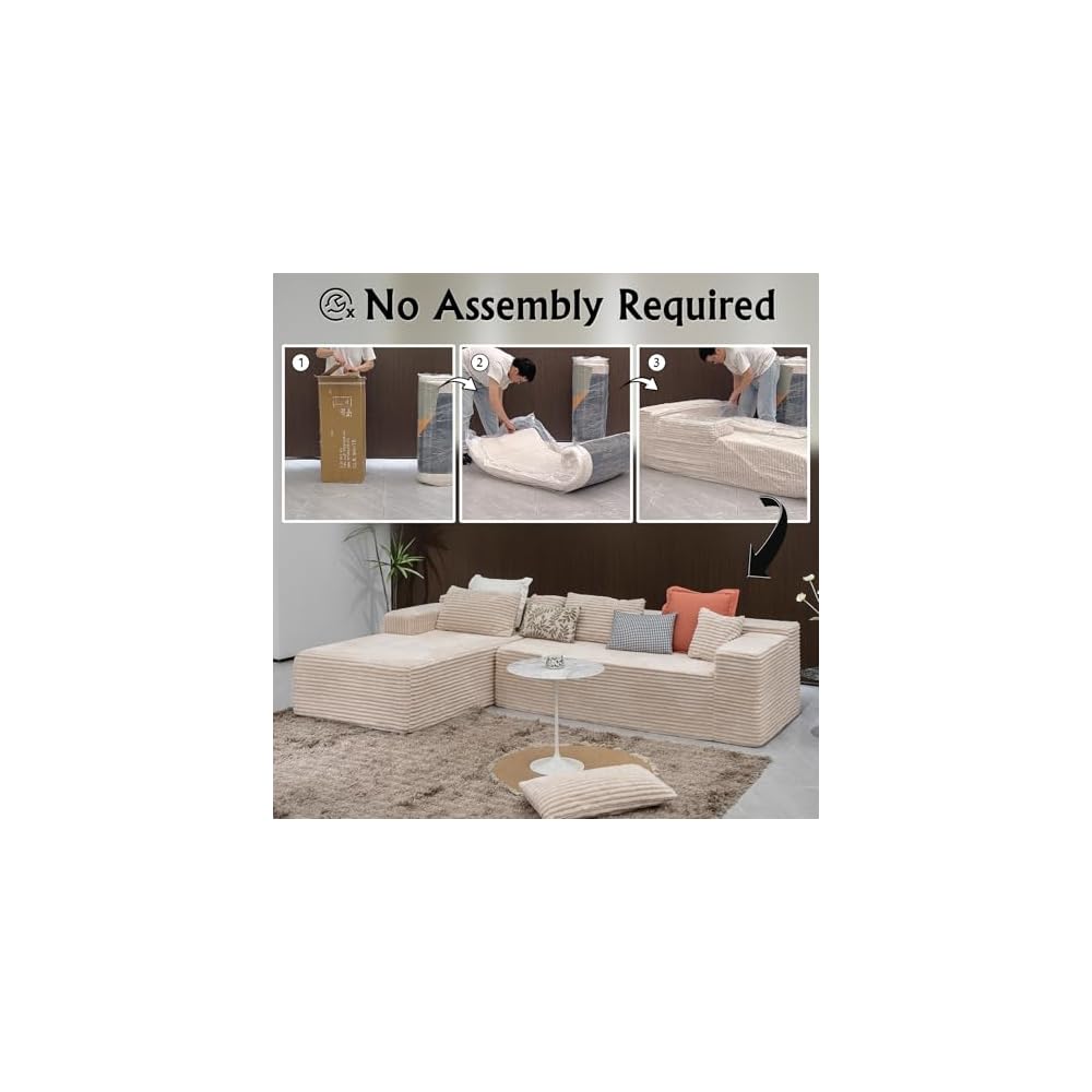 Cloud Sectional Sofa, Comfort Boneless Couch