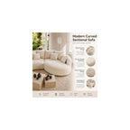 124.8" Modern Curved Sectional Sofa with Chaise, Upholstery Boucle Sofa with Pillows,Sectional Couch for Living Room - (Beige,Right Hand Facing)