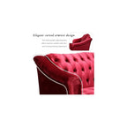Modern Velvet Loveseat Sofa Bed, Mid Century Tufted Upholstered Love Seat Sleeper Couch , 73" 3-Seater Living Room Sofas Couch with 5 Solid Birch Legs for Guest Room, Office Apartment (Wine Red)