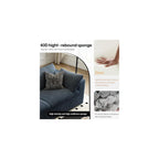157.5" Cloud Couch Oversized Modular Sectional Sofa for Living Room,Modern Sofa with Deep Seat，8 Seater Boneless Couch with 2 Ottoman,Comfy Upholstered Couches for Apartment, Studio, Office,Blue