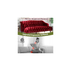 Modern Velvet Loveseat Sofa Bed, Mid Century Tufted Upholstered Love Seat Sleeper Couch , 73" 3-Seater Living Room Sofas Couch with 5 Solid Birch Legs for Guest Room, Office Apartment (Wine Red)