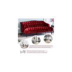 Modern Velvet Loveseat Sofa Bed, Mid Century Tufted Upholstered Love Seat Sleeper Couch , 73" 3-Seater Living Room Sofas Couch with 5 Solid Birch Legs for Guest Room, Office Apartment (Wine Red)