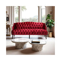 Modern Velvet Loveseat Sofa Bed, Mid Century Tufted Upholstered Love Seat Sleeper Couch , 73" 3-Seater Living Room Sofas Couch with 5 Solid Birch Legs for Guest Room, Office Apartment (Wine Red)